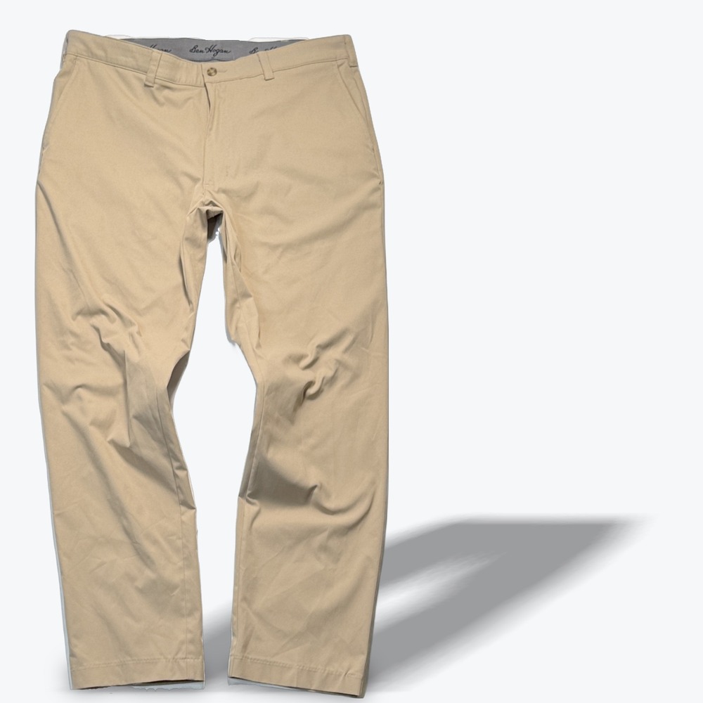 Ben Hogan Golf Pants Performance Straight Fit Khaki Tan Chino Size 36x32